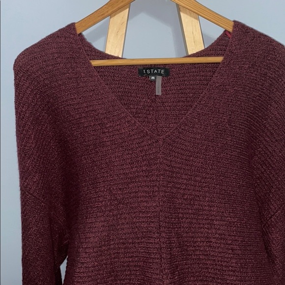 1 State Maroon balloon sleeve sweater size med - Picture 4 of 7